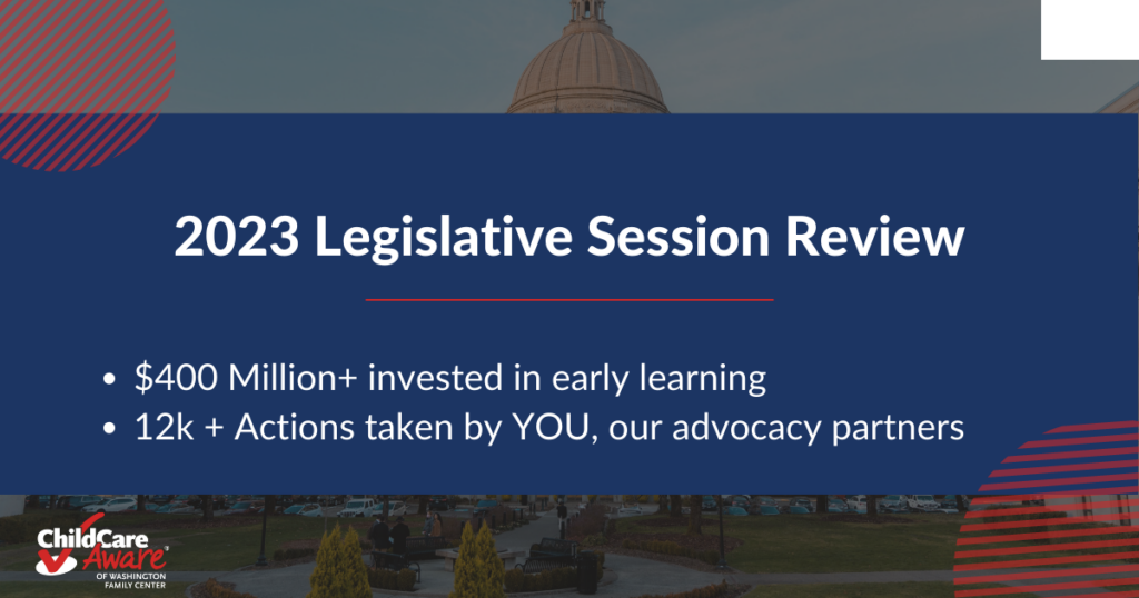 A graphic explaining legislative session victories for early learning in 2023